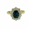 Bague cocktail or jaune saphir et diamants certificat IGI