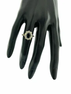 Bague cocktail or jaune saphir et diamants certificat IGI