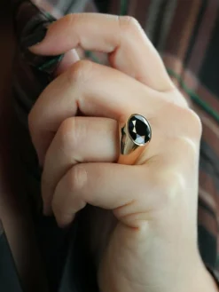 Bague cocktail or jaune saphir ovale