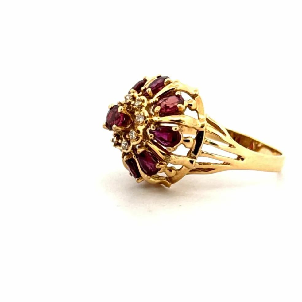 Bague Cocktail Or Jaune Spinelle & Diamants