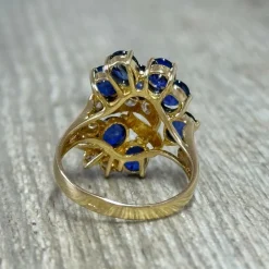 Bague cocktail or jaune saphirs diamants