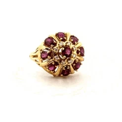 Bague Cocktail Or Jaune Spinelle & Diamants