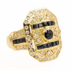 Bague Cocktail Or jaune Saphir