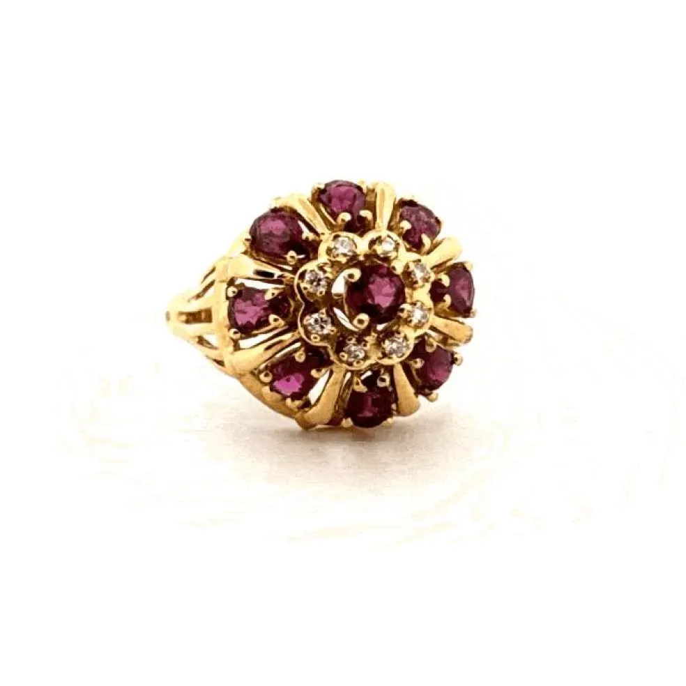 Bague Cocktail Or Jaune Spinelle & Diamants
