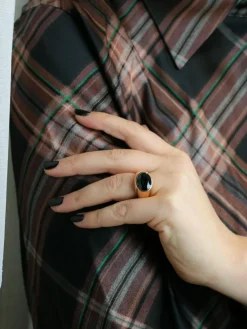 Bague cocktail or jaune saphir ovale