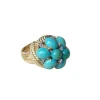 Bague Cocktail or jaune turquoises diamants
