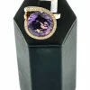 Bague cocktail or rose améthyste 13cts et diamants certificat IGI