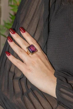 Bague Cocktail Or rose Améthyste