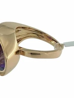 Bague cocktail or rose améthyste 13cts et diamants certificat IGI