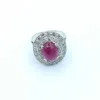 Bague Cocktail Ovale en Or ornée d'un Rubis Cabochon et Diamant