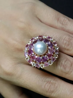 Bague cocktail Perle Or jaune