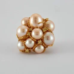 Bague Cocktail Perles Diamants