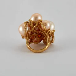Bague Cocktail Perles Diamants
