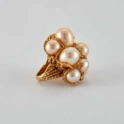 Bague Cocktail Perles Diamants