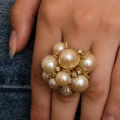 Bague Cocktail Perles Diamants