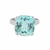 Bague cocktail platine et aigue-marine
