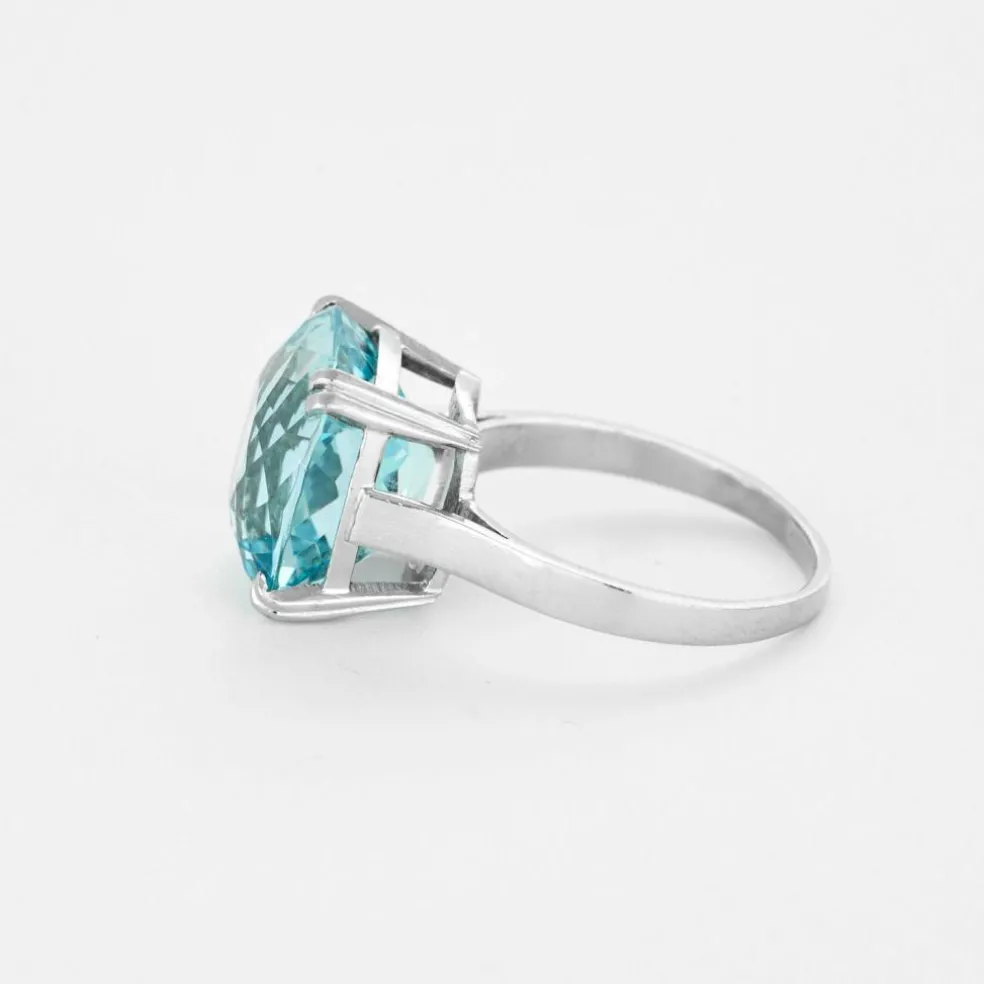 Bague cocktail platine et aigue-marine