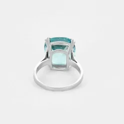 Bague cocktail platine et aigue-marine