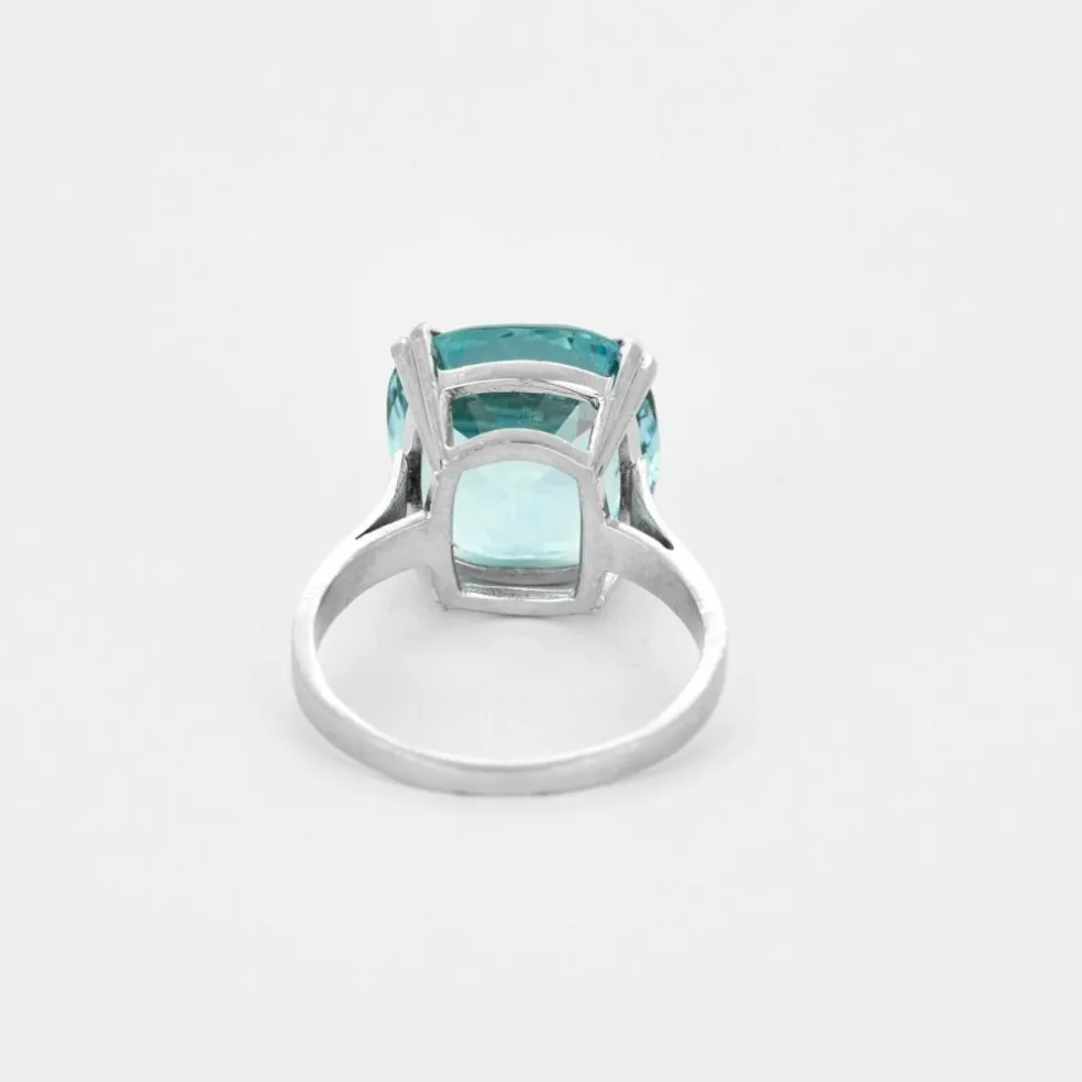 Bague cocktail platine et aigue-marine
