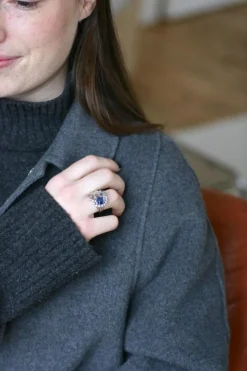 Bague Cocktail Saphir de Ceylan et Diamants
