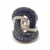 Bague cocktail saphirs diamants or blanc
