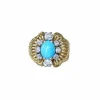 Bague Cocktail Turquoise et Diamants Or jaune