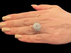 Bague cocktail vintage certifiée HRD or blanc et diamants