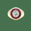 Bague cocktail vintage en diamant et rubis