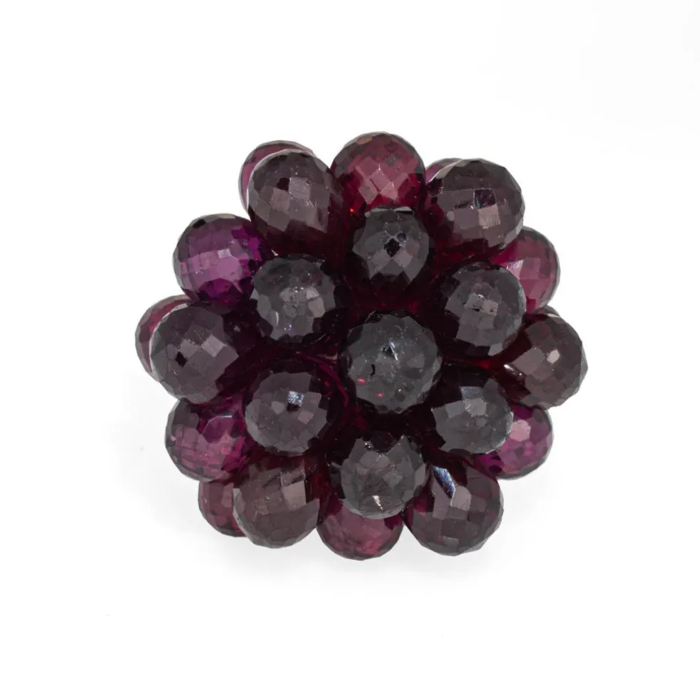 Bague cocktail vintage en or blanc 18 carats avec grenat briolette