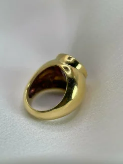 Bague Cocktail Vintage en Or Jaune 18k Sertie d'une Importante Améthyste en Poire