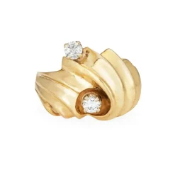 Bague cocktail vintage or et diamants