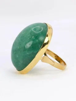 Bague cocktail vintage or jaune amazonite 64 ct