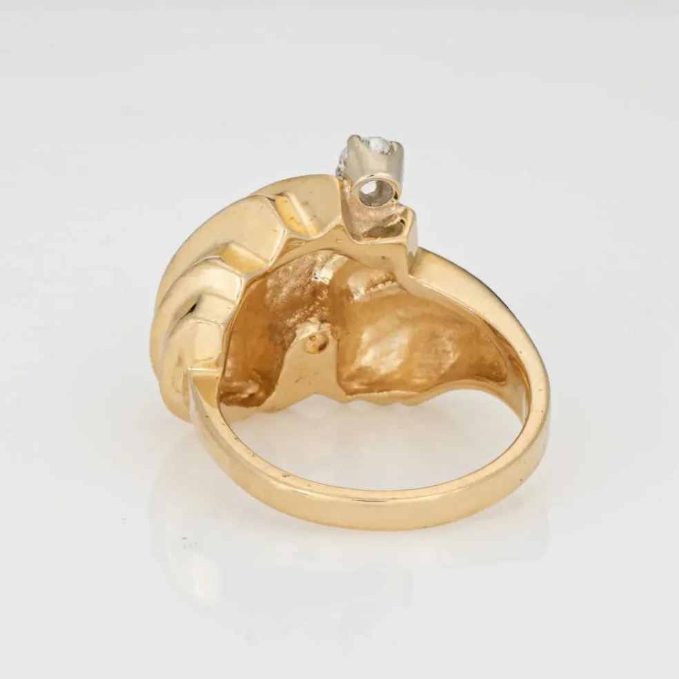 Bague cocktail vintage or et diamants
