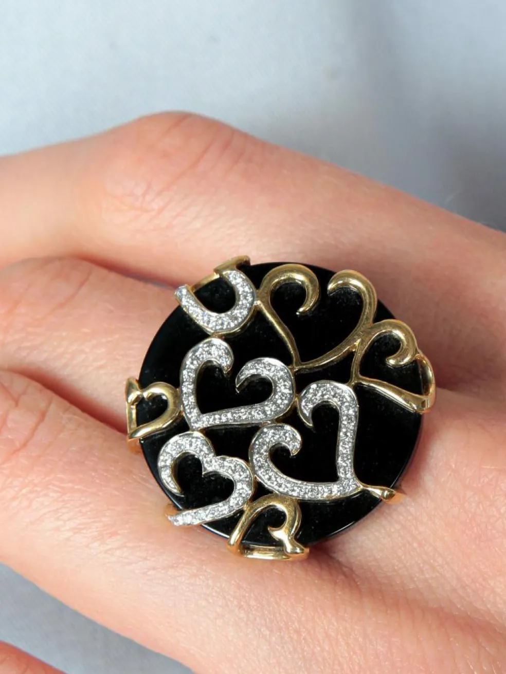 Bague Coeur Onyx Diamants