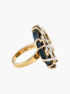 Bague Coeur Onyx Diamants