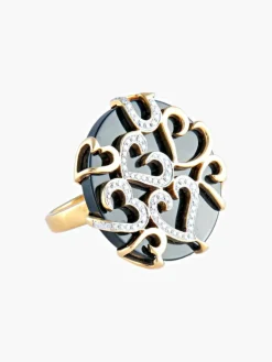 Bague Coeur Onyx Diamants
