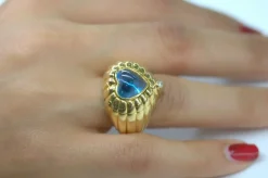 bague Coeur Péridot Citrine Topaze interchangeable