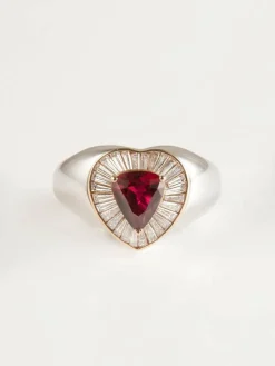 Bague Coeur rubis et diamants
