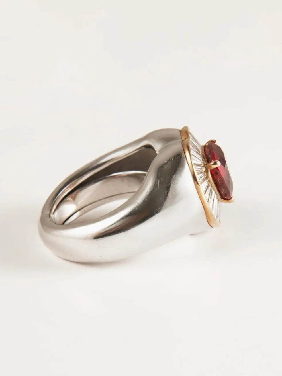 Bague Coeur rubis et diamants