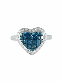 Bague Coeur Saphirs Diamants