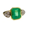 Bague contemporaine en or Silo XX avec diamants et émeraudes - avec certificat HRD