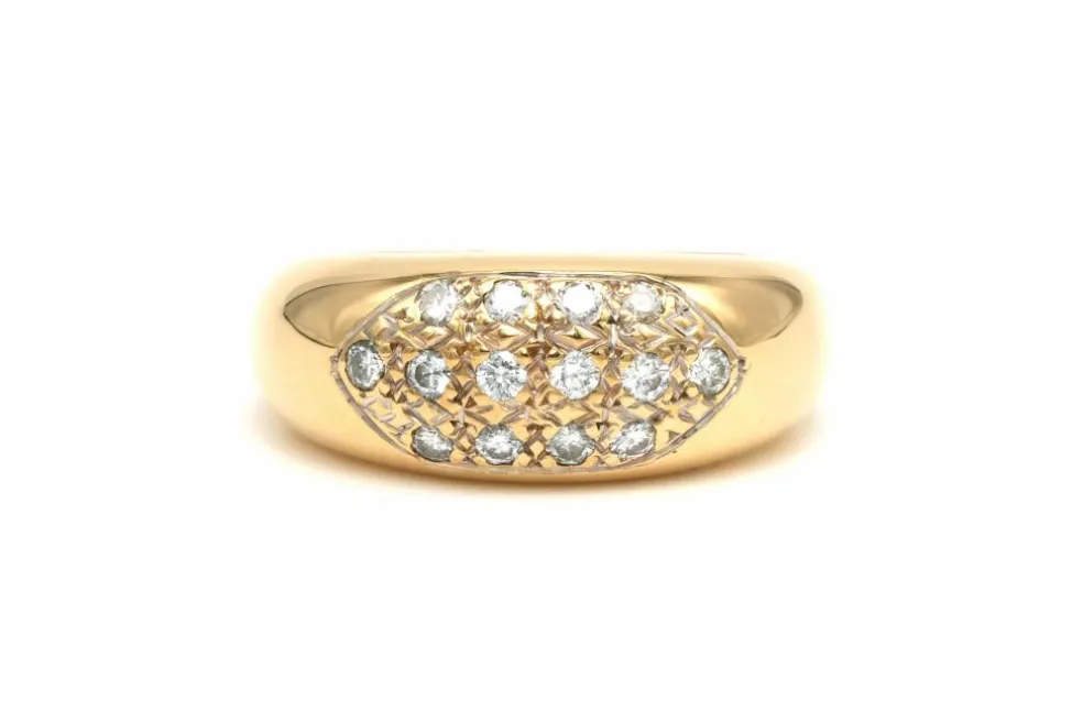 Bague contemporaine en or jaune 18 carats sertie de diamants