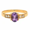 Bague contemporaine en or jaune 18 carats sertie d'une améthyste et de diamants