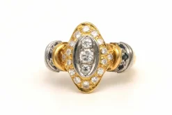 Bague contemporaine en or jaune et blanc 18 carats sertie d'un diamant (0.33ct)