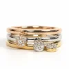 Bague contemporaine en or jaune, blanc et rose 18 carats sertie de diamants