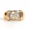 Bague contemporaine en or jaune et blanc 18 carats sertie de diamants