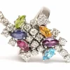 Bague contemporaine en or blanc, pierres multiples, diamants