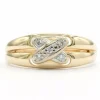 Bague contemporaine en or jaune et blanc sertie de diamants