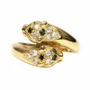 Bague contemporaine en or jaune, saphirs, diamants
