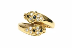 Bague contemporaine en or jaune, saphirs, diamants